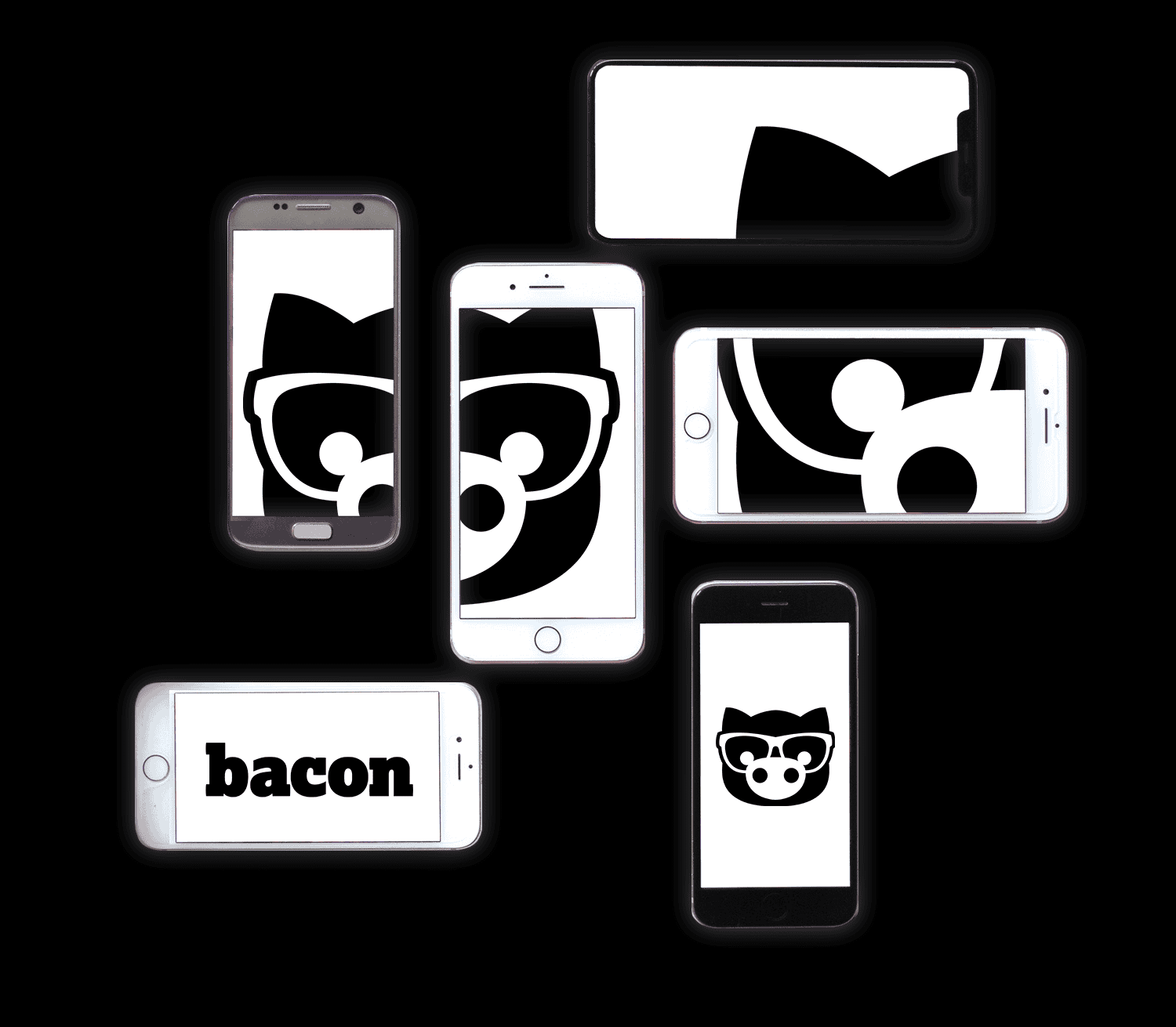 pictures of pigs spread across different phones